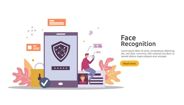 Diseño Seguridad Datos Reconocimiento Facial Sistema Identificación Biométrica Facial Escaneado — Archivo Imágenes Vectoriales