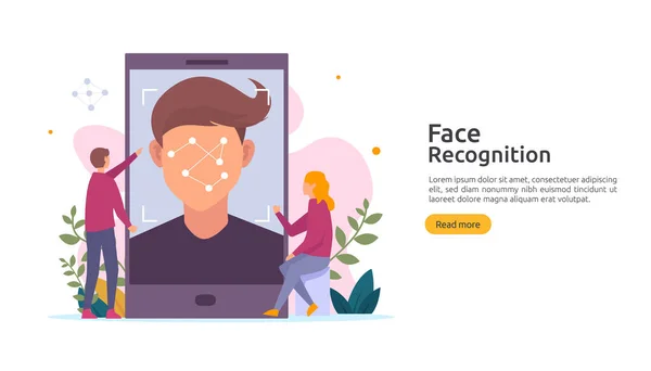 Face Recognition Data Security Design Facial Biometric Identification System Scanning — Stock Vector