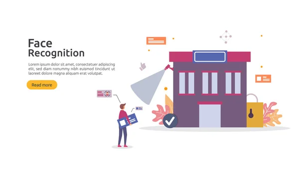 Diseño Seguridad Datos Reconocimiento Facial Identificación Biométrica Facial Sistema Seguridad — Archivo Imágenes Vectoriales