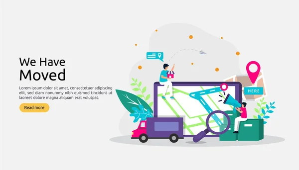 Nuevo Negocio Anuncio Ubicación Cambiar Concepto Dirección Oficina Hemos Movido — Archivo Imágenes Vectoriales