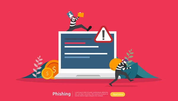 Concepto Seguridad Internet Con Carácter Gente Pequeña Contraseña Ataque Phishing — Vector de stock