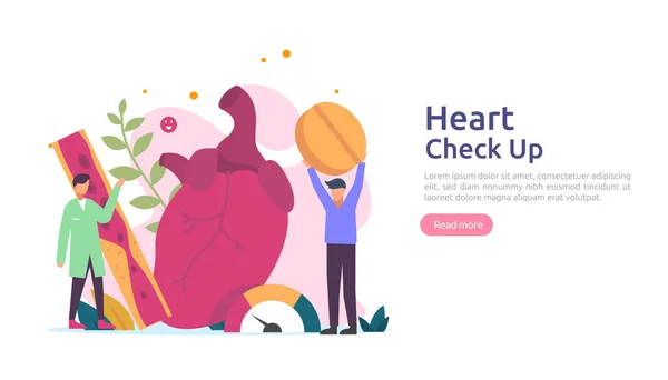 Szív Egészség Betegség Kardiológia Koncepció Karakterrel Magas Vérnyomás Tünetei Koleszterin — Stock Vector