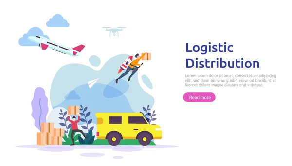 Concepto Ilustración Del Servicio Distribución Logística Global Banner Envío Exportación — Archivo Imágenes Vectoriales