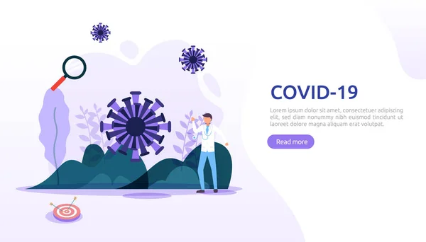 Άνθρωποι Πολεμούν Covid Corona Virus Illustration Ερευνητική Ιδέα Για Εμβόλιο — Διανυσματικό Αρχείο