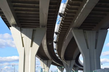 Köprü manzarası. Finlandiya Körfezi 'nin peyzaj geçmişi. St. Petersburg