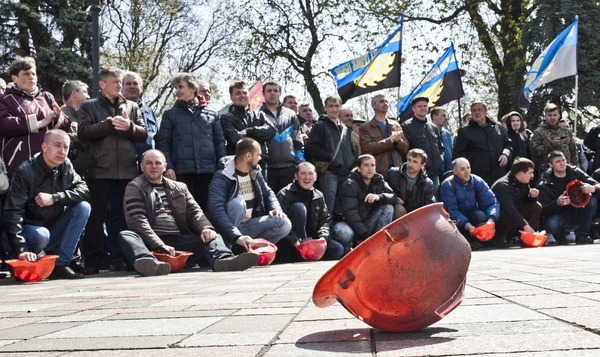 Масових протестів шахтарів — стокове фото