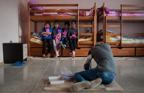 The camp for refugee children from Donbass — Stock Photo, Image