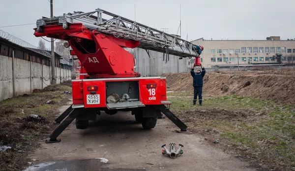Képzési Kiev tűzoltók — Stock Fotó