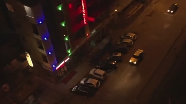 Aerial of night street of Tbillisi city, Georgia. — Stock Video