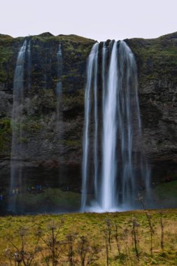 Çimen gökkuşaklı şelaleli vadi