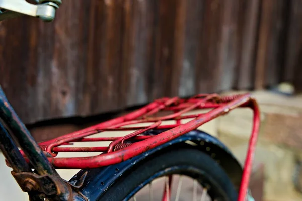 Close Old Vintage Bike Luggage Rack Common Most European Bicycles — Stock Photo, Image