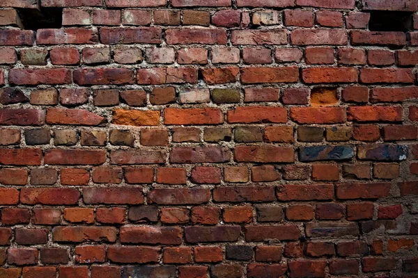 Vieux Mur Briques Rouges Altérés Avec Endommagé Photo Haute Qualité — Photo