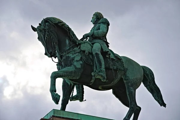 Estatua Plaza Real Noruega Del Rey Carl Johan Caballo —  Fotos de Stock