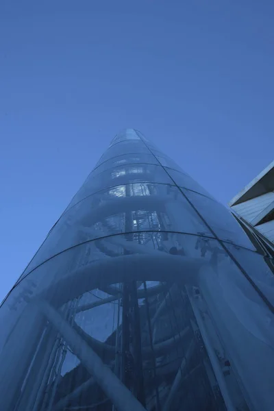 Tour Ascenseur Moderne Verre Urbain Dans Quartier Financier Métropole — Photo