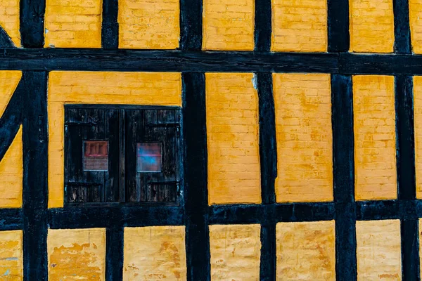 Facade Old Half Timbered Medieval House Northern Europe Black Wood — Fotografia de Stock