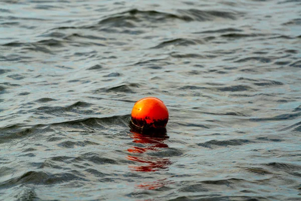Orange Buoy Marker Marking Location Crab Pod Left Fisherman High — Foto Stock
