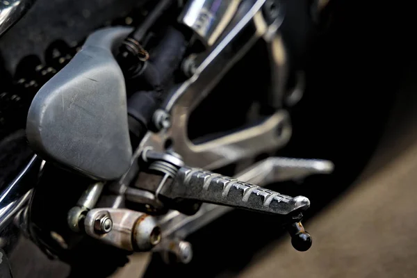 Egy Motorkerékpár Kuplung Pedál Közelsége Egy Régi Motorkerékpáron Igen Kiváló — Stock Fotó