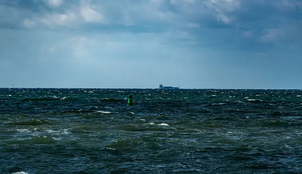 Vista Sobre Mar Báltico Día Tormentoso Otoño Foto Alta Calidad —  Fotos de Stock