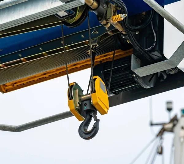 Lifting hook on an industrial heavy lift crane. . High quality photo