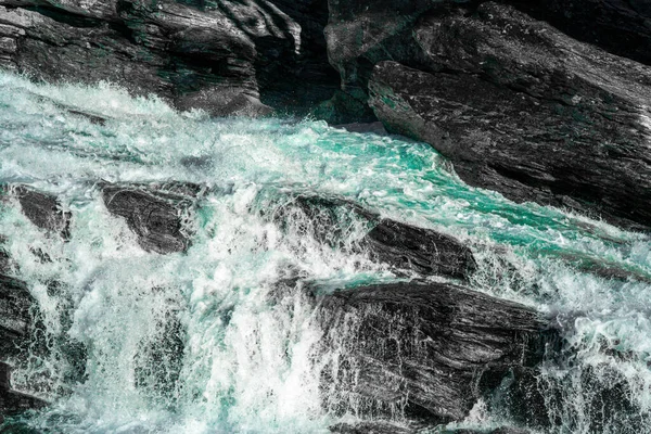 Wild Fast Moving River Rapids White Water Rushing Rugged Cliffs — 스톡 사진