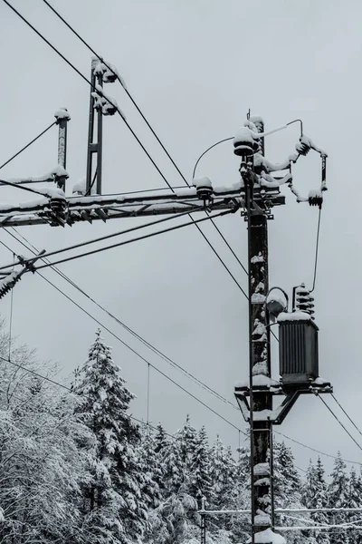 Stroomleidingen Kabels Voor Elektrische Passagierstreinen Hoge Kwaliteit Foto — Stockfoto