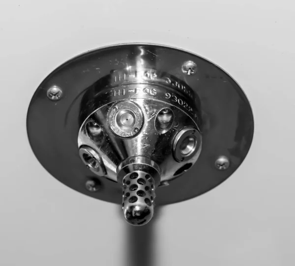 Detecção Automática Incêndio Aspersor Água Metal Cromado Foto Alta Qualidade — Fotografia de Stock