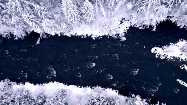 Blick Von Oben Auf Einen Kalten Fluss Der Durch Einen — Stockvideo