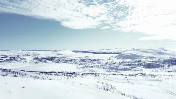 Εκπληκτική Πανοραμική Θέα Πάνω Από Χιονισμένα Αρκτικά Βουνά Και Έδαφος — Αρχείο Βίντεο