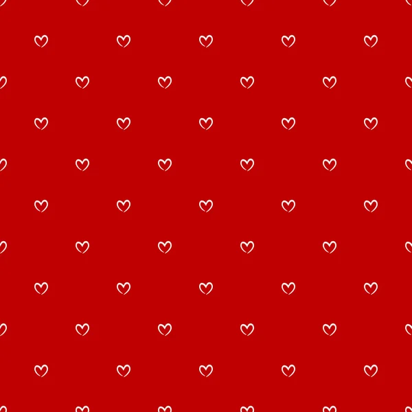 Seamless pattern with hand drawn hearts on a red background — Stock Vector