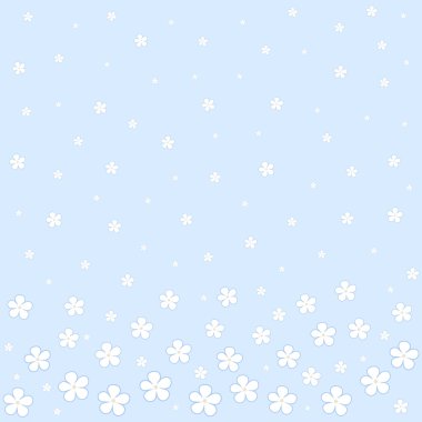 Mavi bir arka plan üzerinde sorunsuz çiçek desenli. Vektör