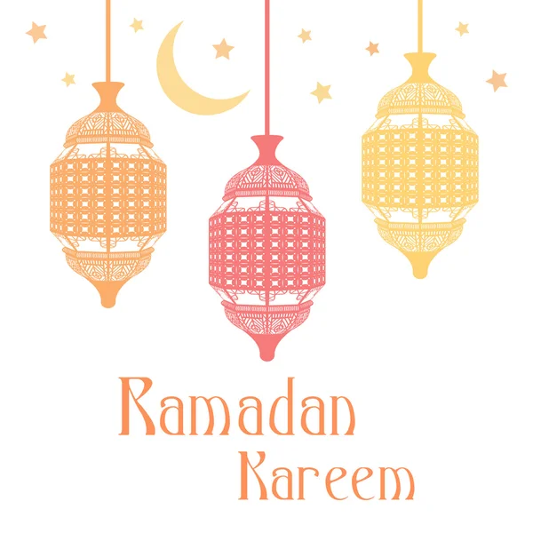 Vektör çizim Ramazan fenerler ve ayda bir whit ile