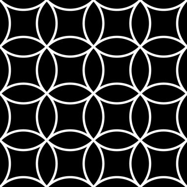 Soyut kesintisiz geometrik siyah ve beyaz çiçek desenli