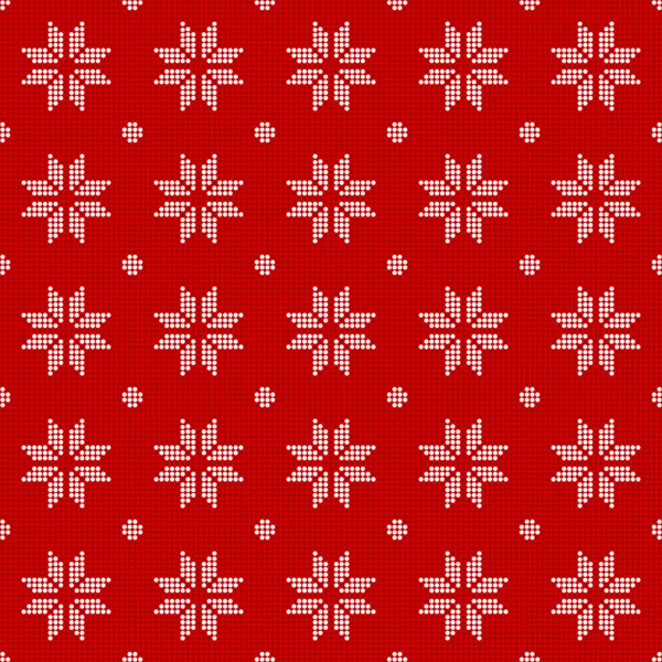 Seamless Pattern of polka dots, white snowflakes on a red backgr — Stock Vector