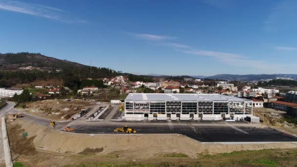 Vue aérienne du grand parc logistique avec entrepôt — Video