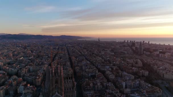 Yaz günü Barselona şehir manzarası hava manzarası — Stok video