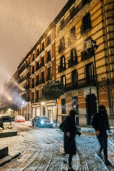 Madrid Spagna Gennaio 2021 Columena Street Filomena Storm Strikes City — Foto Stock