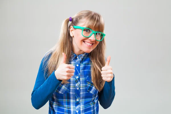 Retrato de menina nerd — Fotografia de Stock