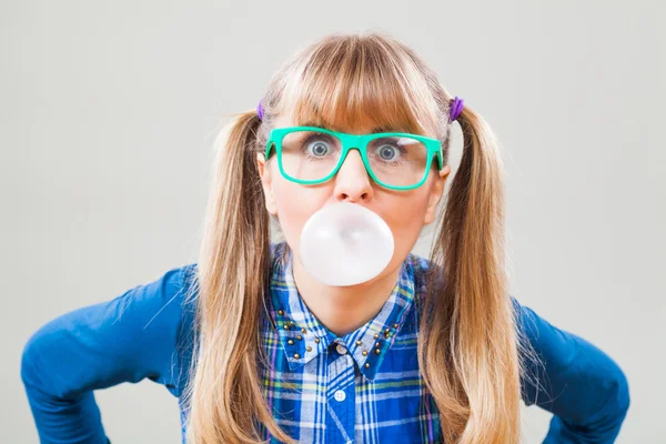 Retrato de menina nerd — Fotografia de Stock