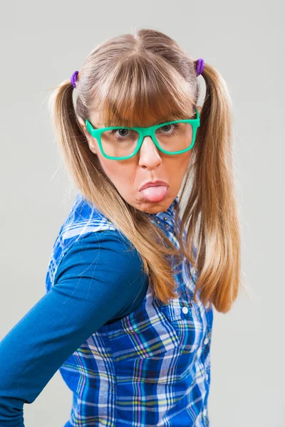 Retrato de menina nerd — Fotografia de Stock