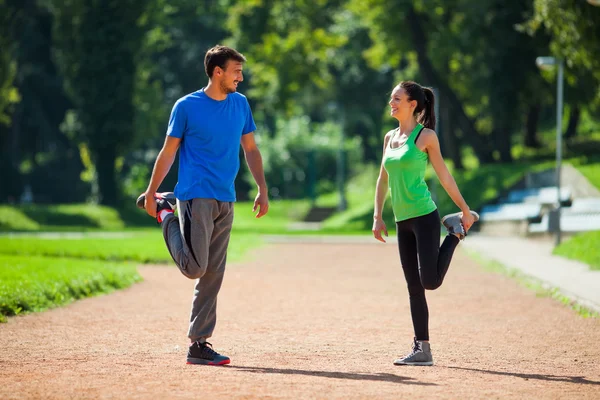 Előtt a jogging nyújtás — Stock Fotó