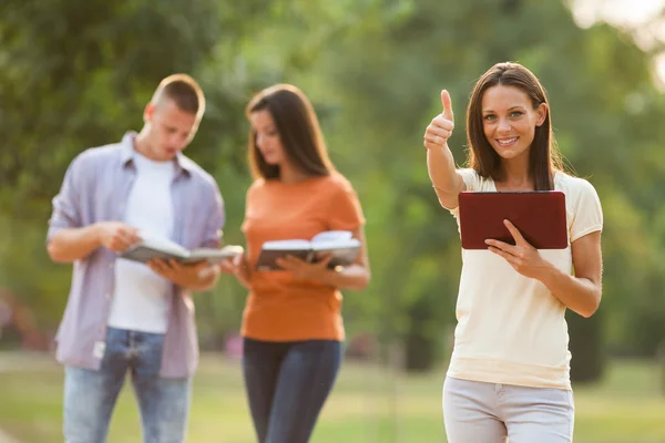 Tre studenti universitari — Foto Stock