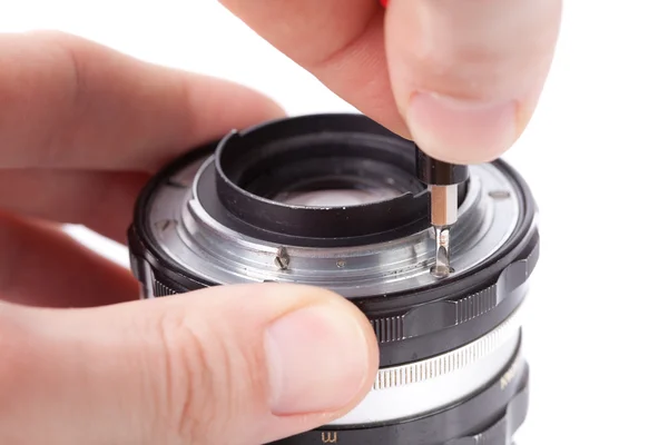 Repairing photo lens — Stock Photo, Image