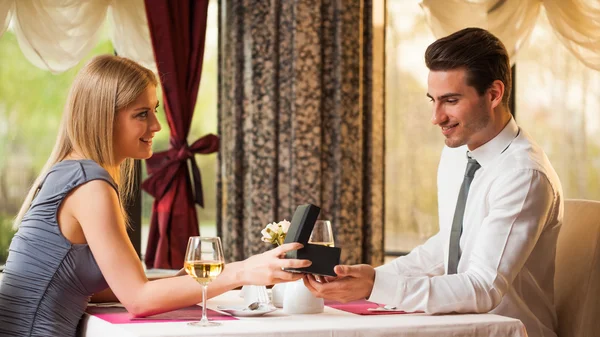 Couple at restaurant — Stock Photo, Image