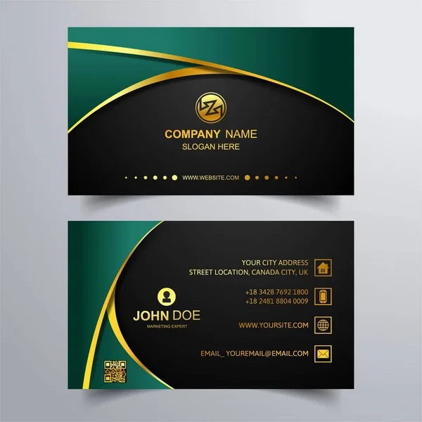 luxury business card with green background vector design illustration