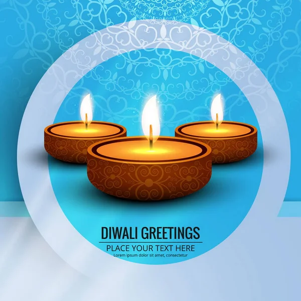 cute background with circle three candles diwali vector design illustration