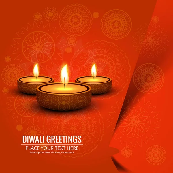 red background diwali with three candles vector design illustration