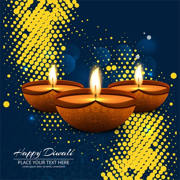 blue yellow background with candles celebrate diwali vector design illustration