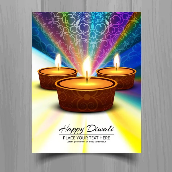 colored diwali greeting card vector design illustration