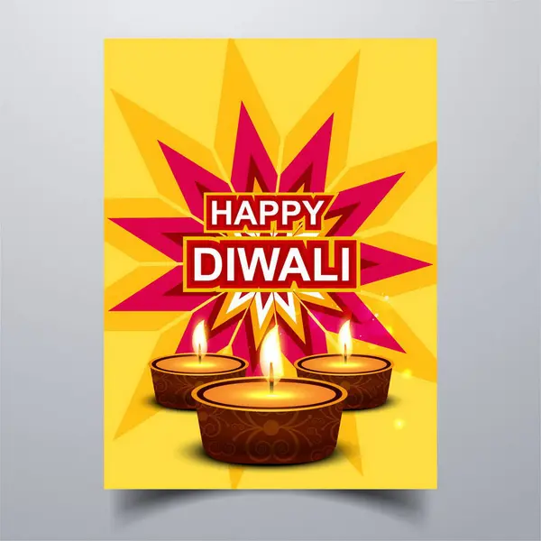 abstract yellow diwali card vector design illustration