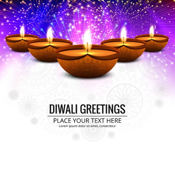 diwali bright background fireworks with candles vector design illustration